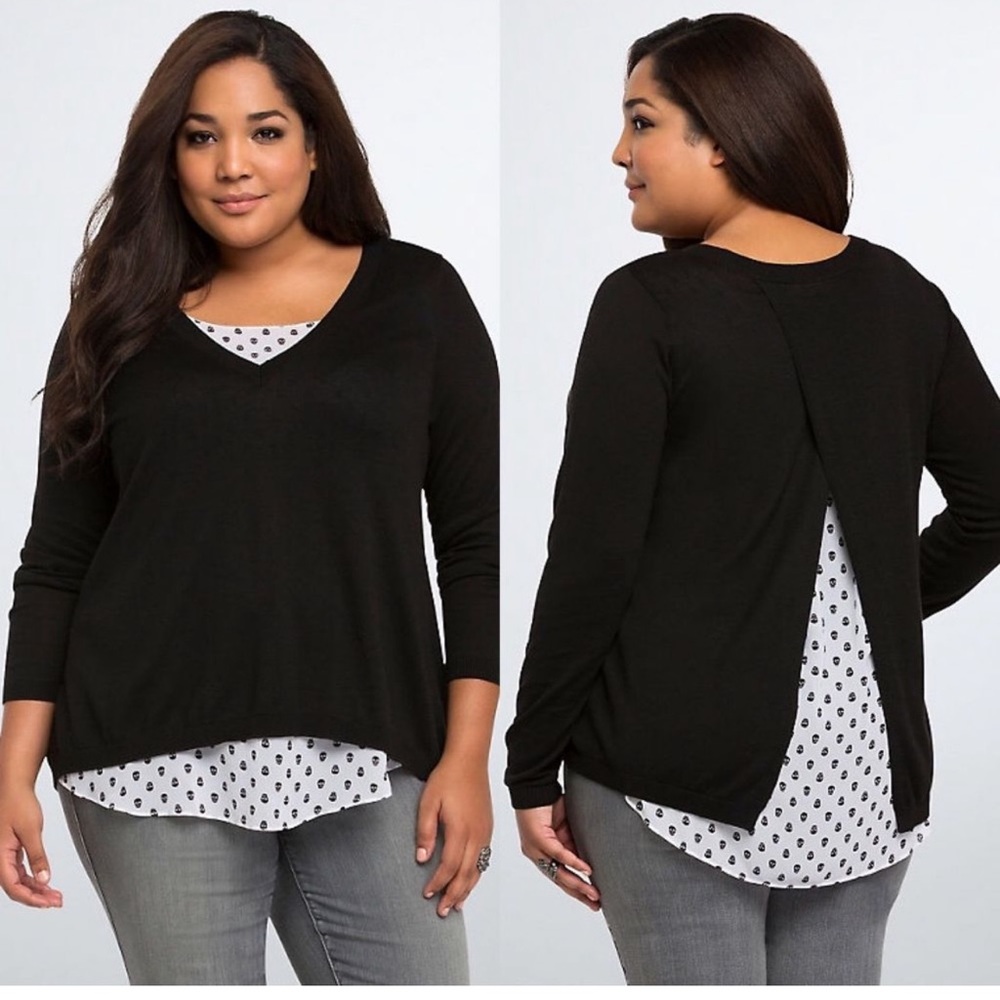 Torrid Skull Open Back Black Twofer Sweater 3X